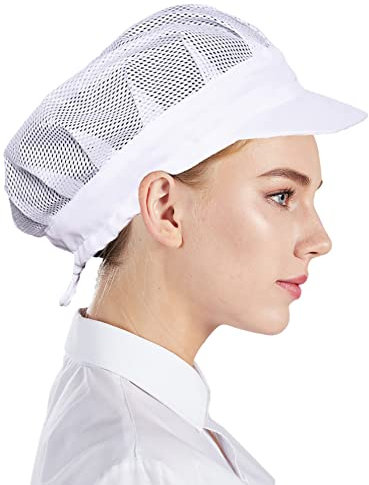 Nanxson 3 uds Gorro de Chef Unisex elástico Gorro de Cocinero de Cocina Gorro de Cocinero de Cocina Servicio de Alimentos Red para el Cabello CF9061 (Blanco)