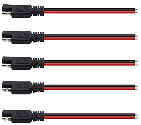 PNGKNYOCN Câble de connecteur SAE 12V 14 AWG 15 cm SAE 2 broches Connecteur rapide Connecteur rapide Déconnexion Câble d'extension de voiture SAE pour motos, voitures, tracteurs (lot de 5)