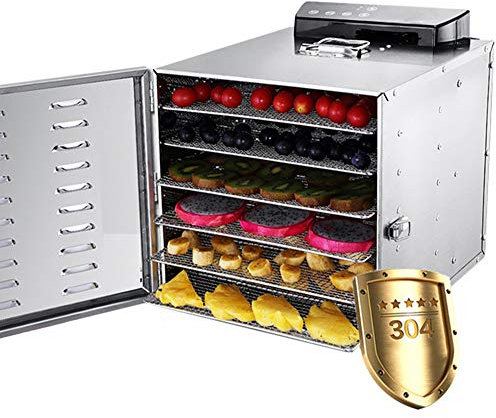 Moongiantgo Food Dehydrator Machine Food Dryer for Beef Jerky Fruit Flower Tea Pet Treats with Stainless Steel Trays Smart Touch &Temperature Control&24h Adjustable Timer (Dehydrator with 6 trays)