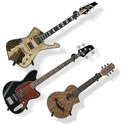 BEMTE E-Gitarre/Bassgitarre/Ukulele Wandhalterung, Horizontaler Gitarrenaufhänger, Metall, 1 Level, Brown