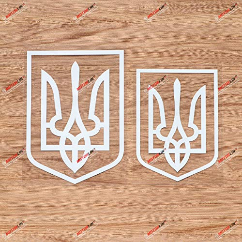 Ukrainisch Ukraine Tryzub Wappen Aufkleber Vinyl Sticker - 2er-Pack Weiß, 15,2 cm, 20,3 cm - Ohne Hintergrund für Auto Boot Laptop Tasse