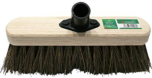 10 Broom Head Wooden Hard Yard Garden Sweeping Cleaning Brush Head - Stiff Bristle 10 Inch | Emergency Replacement Head | Gardening Outdoor Brush