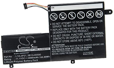 vhbw Batería Recargable Compatible con Lenovo Yoga 500-14IBD (80N400BQGE), 500-14IBD (80N400BRGE) Notebook (4000 mAh, 11,1 V, polímero de Litio)