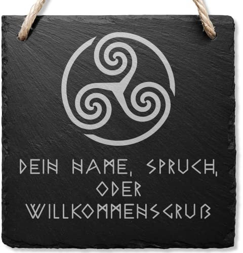 Kreativknoten - personalisiertes Schiefer Türschild | Name oder Spruch | Wikinger Deko | Wanddeko | Motiv Triskele