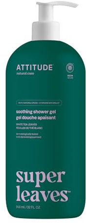 ATTITUDE Body Wash, EWG Verified Shower Gel, Dermatologically Tested, Plant and Mineral-Based, Vegan Personal Care Products, White Tea Leaves, 946 mL
