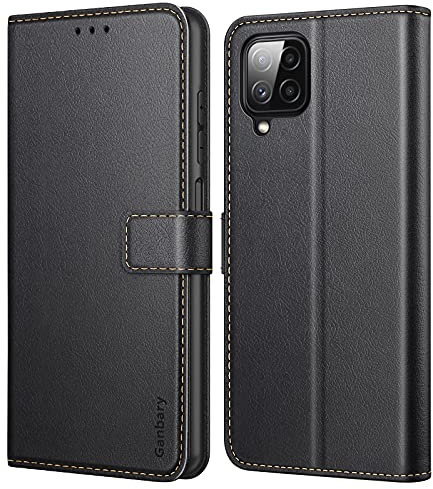 Ganbary Cover Compatibile con Samsung A22 4G/ M22/ M32 (Non per A22 5G), Protettiva Caso in PU Pelle Premium Portafoglio Custodia per Galaxy A22 4G/ M22/ M32, [Kickstand] [Slot per Schede]-Nero