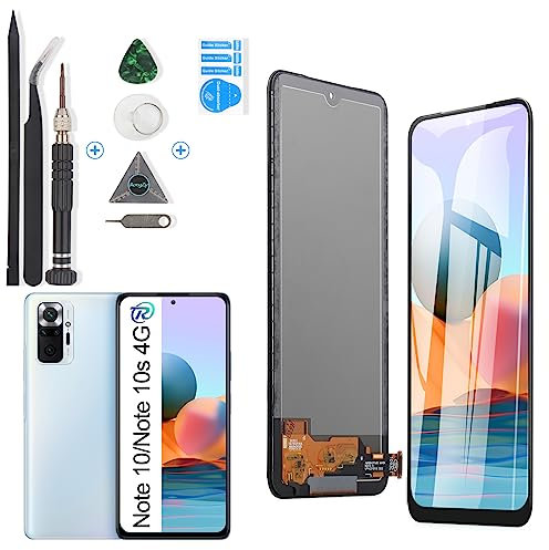 RongZy Pantalla para Xiaomi Redmi Note 10/Note 10s 4G Pantalla Táctil LCD Kit de Pantalla de Repuesto Ensamblaje Digitalizador de Reemplazo con Herramientas(No 5G)