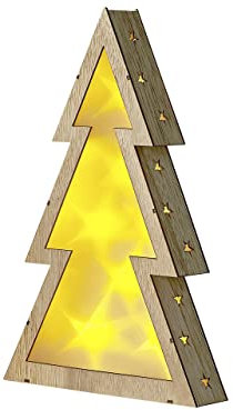 Beliani Moderna Decorazione con Luci LED Albero di Natale 35 cm in Legno Chiaro
