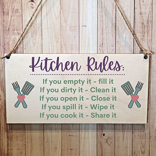 Second Ave Funny Joke Kitchen Rules - Placa rectangular de madera para regalo