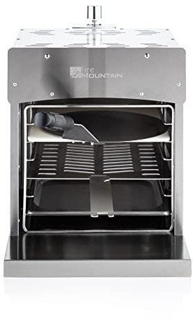 Fire Mountain Pizza & Steak Grill - 4kW, Stainless Steel, Multi-Height Cooking, Cooks Any Meat, Pizza & More, Gas, Table Top Design, Portable