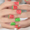 Watermelon Paint Green Red Cute Pattern False Nails Square Short Summer Fresh Fruit Daily Squoval Press On Nails Gel Polish Woman Gift Girl 24 pcs/kit