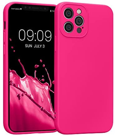 kwmobile Slim Case kompatibel mit Apple iPhone 12 Pro Hülle - Handyhülle aus Silikon in Neon Pink