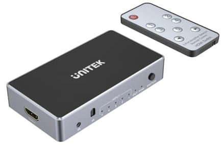 UNITEK Splitter HDMI Switch 1.4b 5 IN-1 Out 4K Signalumschalter - mit Fernbedienung für Quellen - HD-Player Recorder PC Spielkonsole - Kompatibel Dolby TrueHD DTS-HD und 7.1 Surround-Sound, V1110A
