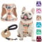 BEAUTYZOO Kleines Hundegeschirr und Leine, Set, kein Ersticken, kein Ziehen, weiches Netz-Hundegeschirr, reflektierend für extra kleine/kleine, kariertes Hundegeschirr für XS S Haustiere (Beige, M)