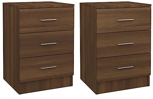 vidaXL 2X Mesitas de Noche Dormitorio Pasillo Consola Mesa Teléfono Dormitorio Balcón Entrada Salón Oficina Contrachapado Marrón Roble