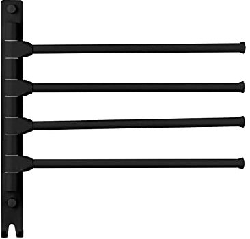 Görbach Aluminium Handtuchhalter Bad mit 180° Schwenkbar Handtuchstange Wand für Bad & Küche, Badetuchhalter mit 4 Armig Habdtuchhalterung matt schwarz (HH-4MS)