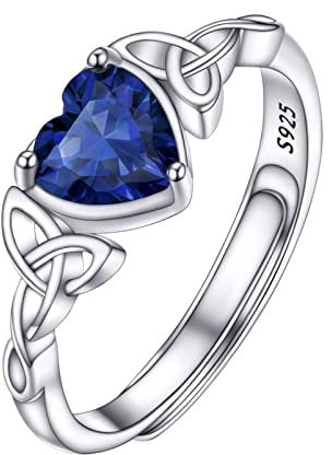PROSILVER 925 Silber Ring für Damen Herz Geburtsstein Solitärring Trauring Hochzeitsring synthetischer Saphir blauer Zirkonia Verlobungsring Ehering Schmuck