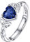 PROSILVER 925 Silber Ring für Damen Herz Geburtsstein Solitärring Trauring Hochzeitsring synthetischer Saphir Blauer Zirkonia Verlobungsring Ehering Schmuck