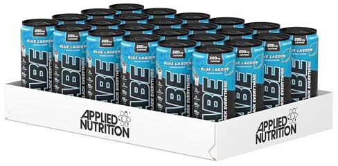 Applied Nutrition ABE Pre Workout Cans - All Black Everything Energy + Performance Drink, ABE Carbonated Beverage Sugar Free with Caffeine (Pack of 24 Cans x 330ml) (Blue Lagoon)