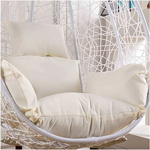 PJDDP Hängesessel Kissen, waschbar Polster Auflage für Polyrattan/Rattan Hängeschaukel, Hängekorb, Schaukel Korb, Schaukelstuhl Auflage Gartenschaukel Sitzkissen für Terrasse Hof Garten,Weiß