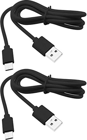 ECSiNG 2 cables de carga de alimentación para auriculares tipo C compatibles con Sony WH-1000XM5, 1000XM4, WH-1000XM3 cable de carga 1A negro, 1 metro
