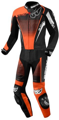 Berik XR-Ace Evo tuta in pelle da moto in 2 pezzi traforata, nero/grigio/arancione, 56
