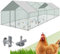 Randaco 3x8x2m Freilaufgehege Hühnerstall, XXL Verzinkter Stahl Hühnerhaus Dach Geflügelstall mit Sonnenschutzdach und Tür für Haustierkäfig Vogelkäfig Kleintiere, mit Schloss