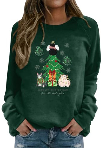 HHOP Weihnachten Pullover Oversize Damen Weihnachtsmann weihnachtshose Cap Damen Strickpullover Damen lang Damen Oberteil Langarm Fleecejacke Oversize Pulli Damen Weste Damen Langarm
