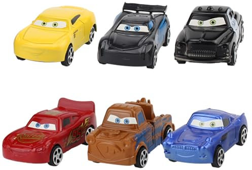 wopin 6 Stück Auto-Kuchenaufsätze, Mini-Auto-Geburtstagstortendekoration, bunt, Kühle Farben
