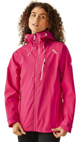 Regatta Ladies Birchdale Waterproof Durable Hooded Jacket Coat, Veste Imperméable Femme, Pink Potion/White,