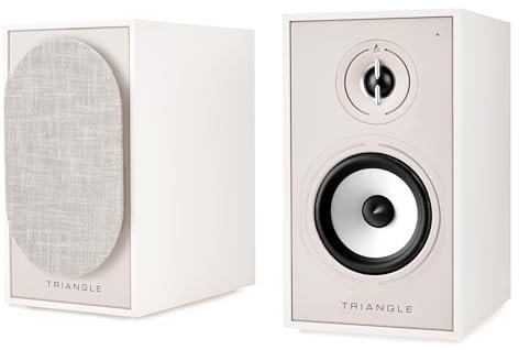 Triangle - Enceintes Actives BOREA BR02 Connect - Enceintes Bibliothèque Bluetooth avec Amplificateur 2X 50W - Audio HD - Entrées Phono/Platine TV Arc & USB - 176 x 310 x 274 mm - Crème (Paire)