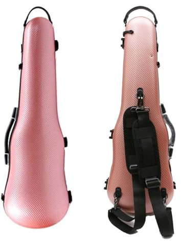 YoungMonic 4/4 Violinenkoffer in voller Größe, Kohlefaser, leicht, bunt, mit starkem Gurt, Violinentasche (Roségold)