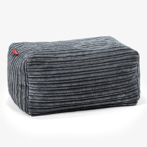 Lounge Pug Kleiner Fußhocker Pouf, Schiefergrau Cordstoff, Sitzpouf, Pouf Sitzsack Hocker Wohnzimmer
