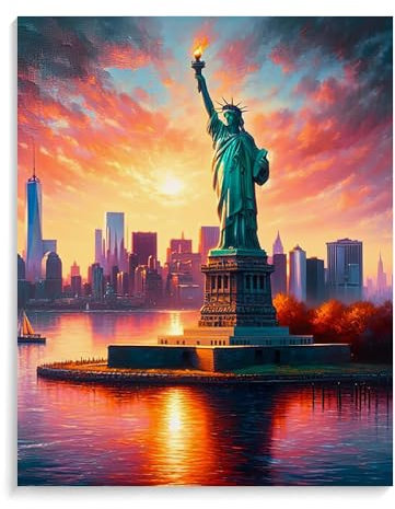 Malen Nach Zahlen Landschaft New York Mit Rahmen 40X50Cm Diy Malen Nach Zahlen Erwachsene Groß Leinwand Set,Malen Nach Zahlen Acryl Kinder,A25