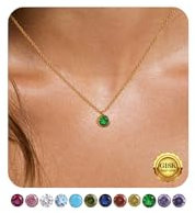 Kenivira Gold Kette für Frauen Geburtsstein Halskette 18K Gold Halskette mit Cubic Zirkonia Anhänger Geburtstag Geschenke für Damen Schmuck