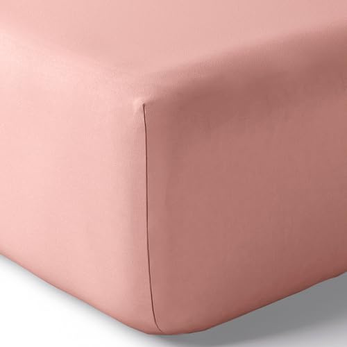 Drap Housse Percale Julian avec Bonnet 35 cm Toutes Dimensions Coton Pur (Rose Poudré, Drap Housse 160 x 200 + 35 cm)