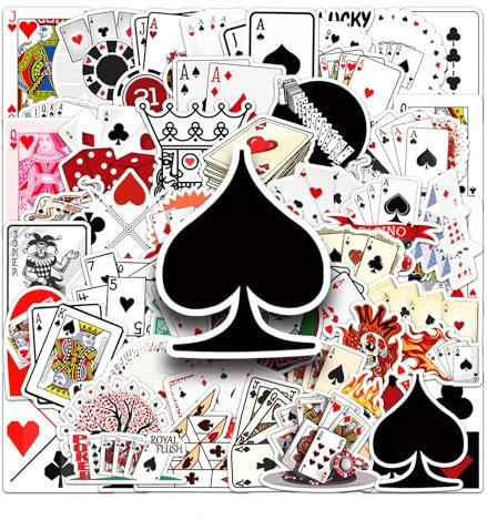 Poker Ace Kleidung Aufkleber - 50 Stück Skateboard Graffiti Stickers für Motorräder, Fahrrad, Snowboard, Gepäck, Laptop, Auto, Koffer - Wasserdichte Vinyl für Kinder und Jugendliche