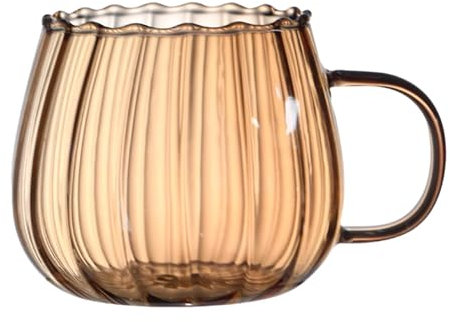 400ml Transparente Pumpkin Mug, Transparente Glas-Anti-Rutsch-Becher Kür-bisbecher, Kaffeetassen Glas, Kü-rbis Tasse, Bürotassen Glastassen Mit Griffen Klare, He-rbst Tasse Kü-rbistasse
