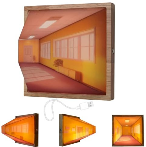 Bajbumgn Visuelles 3D-Nachtlicht mit nacktem Auge, Umgebungsbeleuchtung mit optischer Täuschung, 3-Farben-Lichteffektanpassung, wandmontiertes Wandkunst-Nachtlicht für Häuser, Büros oder Galerien