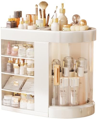 STRADO Schminktisch Make Up Organizer für Kosmetik | Organizer Box Badezimmer Organizer Schmink Organizer Skin Care Organizer Badorganizer Parfüm Regal | Zimmer Deko Aesthetic Clean Girl