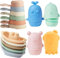 Baby Bath Toys for 1 2 3 4 Year Olds Toddler Kids - 15PCS Mould Free Water Play Swimming Pool Toys No Mould Stackable Boats and Spoons and Silicone Bath Toy for Boys Girls