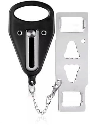Bamyli 1 Pack Tragbares Türschloss, Reiseschloss Portable Lock Zusätzliche, Door Lock Verstärktes Sicherheit und Privatsphäre, Türsicherung Einbruchschutz Schloss Reisen Hotel Zuhause Wohnung(Schwarz)
