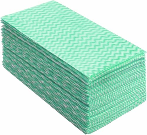Peachicha Disposable Red Jay Cloths All-Purpose Cleaning Cloths, Reusable J Cloths, Absorbent, Durable, Machine Washable, 40 Pcs/Pack, 30x60cm, Green