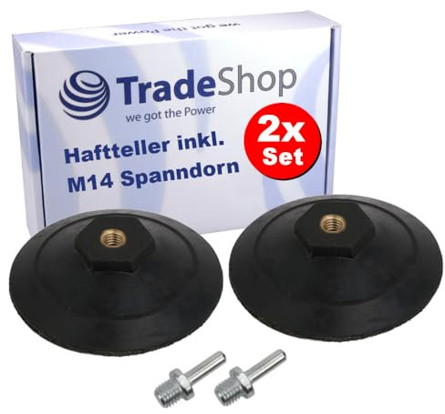 2x Trade-Shop Klett Aufnahmeteller Schleifteller Stützteller Polierteller inkl. M14 Spanndorn Adapter für Winkelschleifer Poliermaschinen/Ø 100mm
