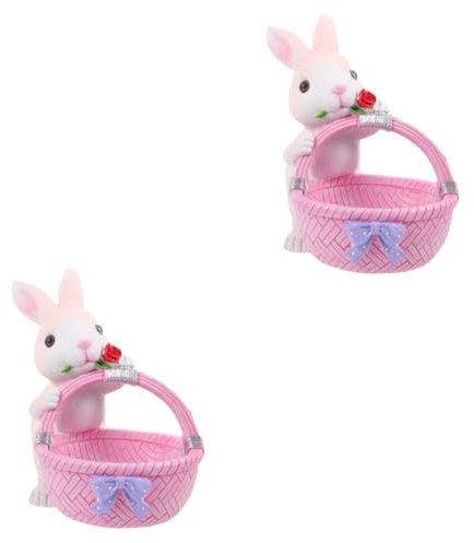 PRETYZOOM 2St Kaninchen-Korb-Ornamente Hasenkäfig Heu Hamster tragen Figuren Tiere Weiden Hasendekor aus Harz Osterhase aus Harz Osterhasen-Statue Kaninchen aus Harz Hase Osternest Colorful