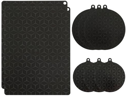 SKIKHN Lot de 8 tapis de protection pour plaque à induction, plaque à induction, plaque de protection en silicone, tapis de protection pour plaque à induction, noir