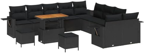 vidaXL 5-teiliges modulares Garten-Sofaset mit Kissen, UV-beständig, schwarzes Poly-Rattan, perfekt zum Chillen und Sitzen draußen, Moderne Möbelsets für Terrasse und Patio, ideal für den Sommer