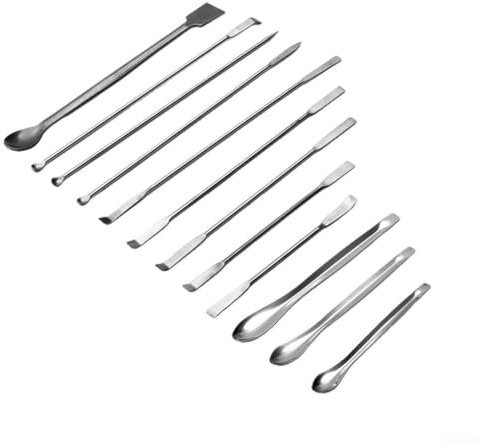 Stainless Steel Lab Spoon Spatula Set 12Pcs - Laboratory Sampling Spoons Mixing Spatulas for Dental, Scientific Research 4-8.7 Length