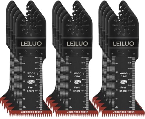 LEILUO 15Pcs Multitool Blades For Wood, Japanese Teeth Fast Cut | 70mm Extra Long Multi tool Blades, Deep Plunge Wood Cuts, Compatible with DeWalt, Makita, Milwaukee, Ryobi, Dremel & More