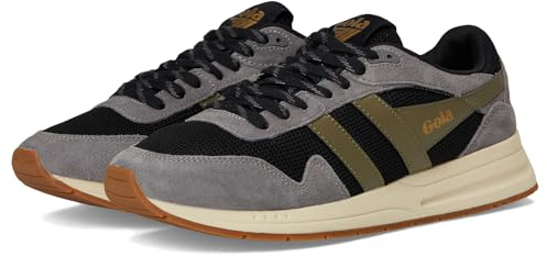 Gola Men's Delta Sneaker, Black/Ash/Khaki, 9 UK